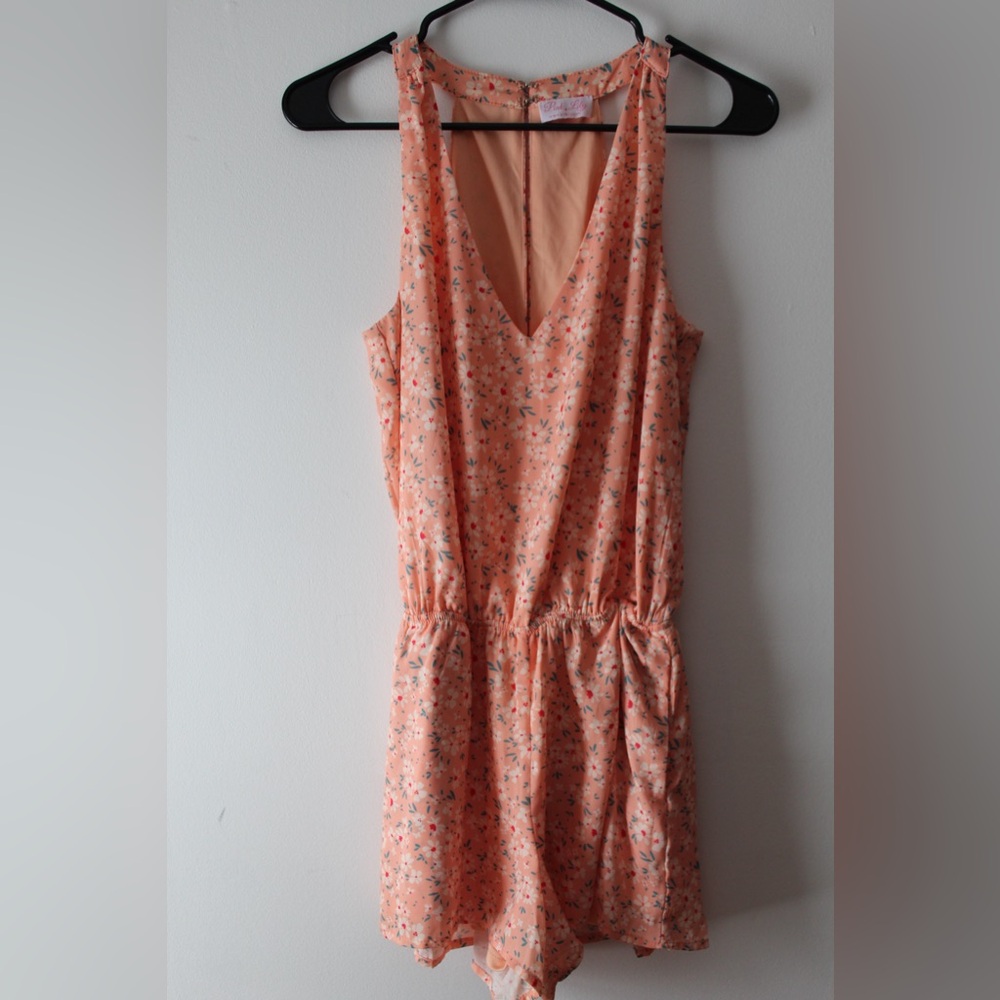 Pink Lily Floral Peach Jumpsuit